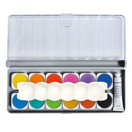 Eberhard Faber Winner 578312 Paint Box with 12 Bright Colours in Interchangeable Paint Bowls, Opaque White and Mixing Palette, for School, Leisure and Hobby