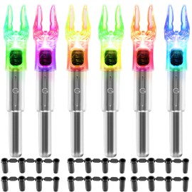 KEAUP 6/12 Pack G Lighted Nocks for Arrows with .165 .204 .233 .244 .246 Inside Diameter with X, H, S, GT Bushings High-Visibility LED Arrow Nocks, ON/Off Switch Included (6 Pack/Flash)