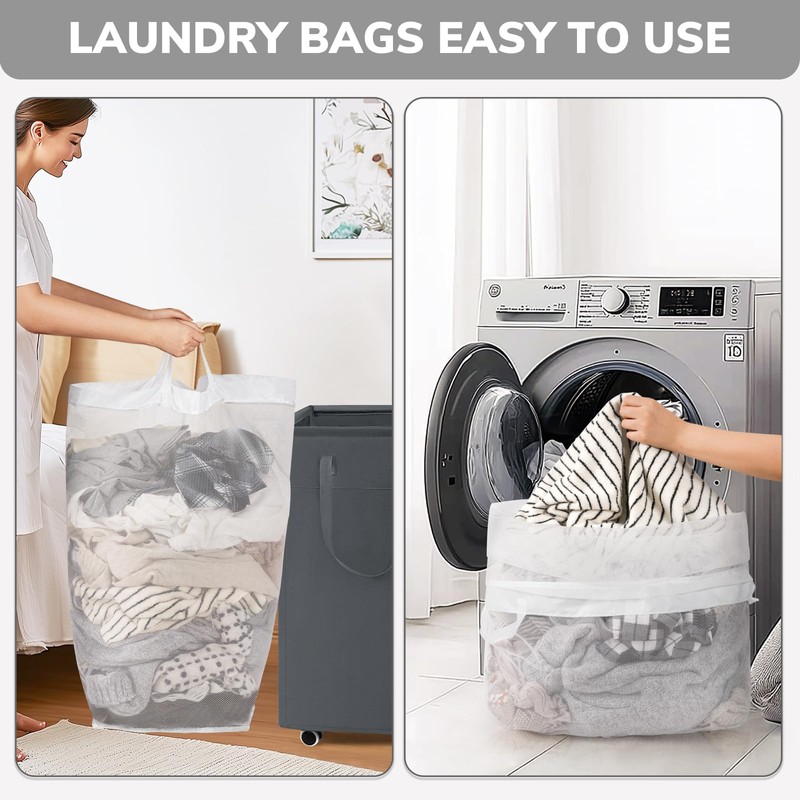 Goodpick Laundry Basket with Wheels, Laundry Hamper with Removable Wash