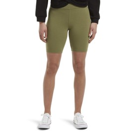 HUE Women's High Waist Blackout Cotton Bike Shorts, Assorted, Fatigue, Large