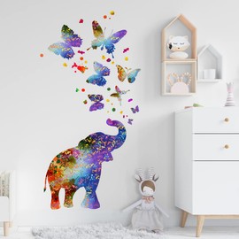 Condessacity Colorful Butterfly Elephant Wall Stickers Fluorescent Fashion Removable Wall Stickers Wall Stickers Wall Stickers Wall Paper Decor Living Room Nursery Wall Decor Waterproof Repeatable