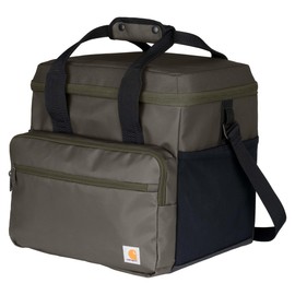 Carhartt Thick Foam Fully Insulated Cold Front Coolers, Premium Ice Retention, Durable Water Resistant Material W/Front Zippered Pocket, 24 Can Lunch Cooler, Tarmac