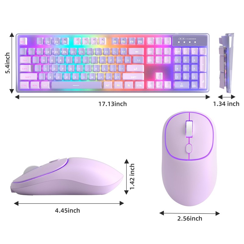 MageGee V550 Wireless Gaming Keyboard and Mouse, 2.4G Full-Sized RGB