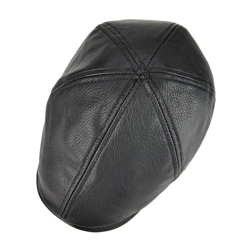 VOBOOM Leather Ivy Newsboy Caps 6 Panel Cabbie Beret Hat