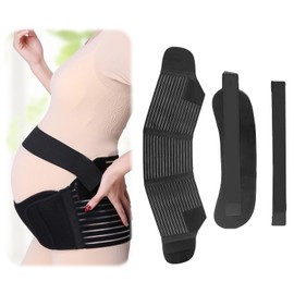 Pregnancy Belt, Belly Belt, Maternity Belt for Pregnant Women, Slips Waist and Stomach, Stretchy, Breathable Material, Can Relieve and Support Back and Pelvic Floor Pain (Black)