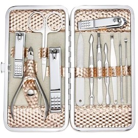 Triko Kit para Uas, Set de 12 Piezas de manicura de Acero Inoxidable, Kit de Manicura y Pedicura, Cortaas, Kit de Aseo Profesional, Herramientas de...