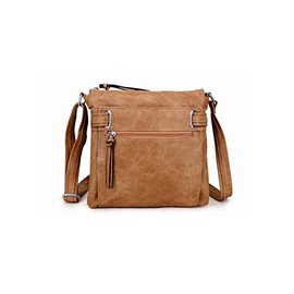 The Accessory Co. Womens Cross Body Bag Messenger Multi Compartment Large Over Shoulder Satchel Handbag Long Strap (Taupe)