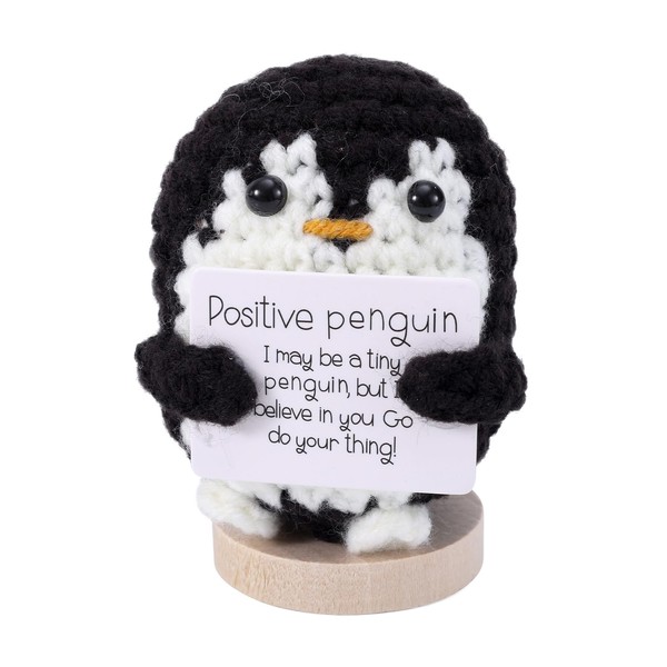 TOYMIS Funny Positive Penguin, 2.36 Inch Crochet Penguin Doll with