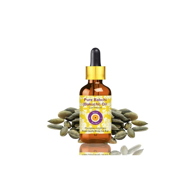 Deve Herbes Pure Babchi Oil (Psoralea corylifolia) with Glass Dropper