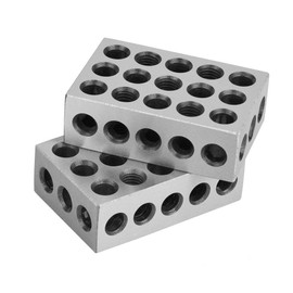 Parallel Blocks, 1-2-3 Blocks Mesh, 123 Blocks, Hardened Steel, Mesh Masnest Blocks, 2 Pieces 25 x 50 x 75 mm Blocks, 23 Holes, Milling Parallel Clamping Block, Milling Machine Accessories