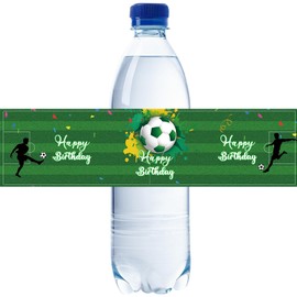 Soccer Happy Birthday Water Bottle Labels, Soccer Bottle Wrappers for Baby Shower, Football Birthday Water Bottle Stickers, Sport Themed Birthday Party Decoration - Set of 32