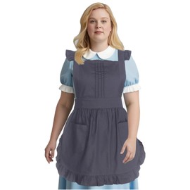 Love Potato Plus Size Ruffle Apron, Vintage Style with Adjustable Cross-Back Straps, 5 Colors, 26 x 30 inches (Black)