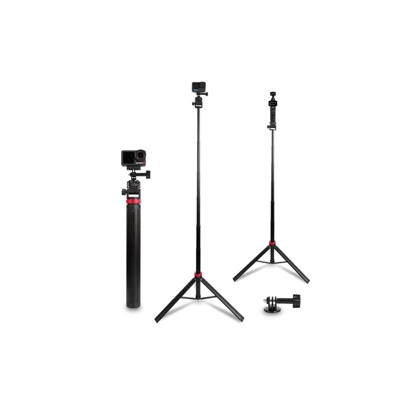 81" Extendable Selfie Stick Tripod Stand for Gopro Camera, Vlogging