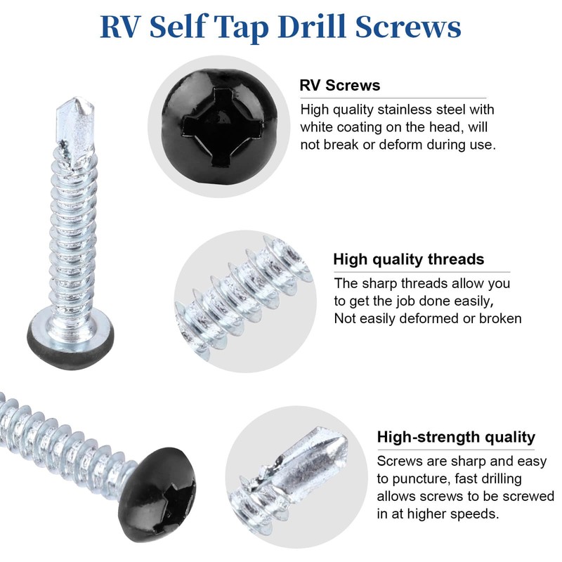 RV Screws Black Pan Head Screw 8 X 1 for