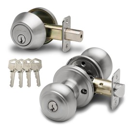 Copper Creek CKDB141SS Colonial Door Knob Keyed Alike with Deadbolt Combination, Satin Stainless