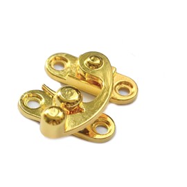 5 Pcs Vintage Hook Hasp Gold Swing Lock Clasp Decorative Antique Right Latch Toggle Snap Closure with Screws for Jewelry Case Gift Wood Box Crafting Chest Suitcase (Length:1-1/8", Width:1-3/8")
