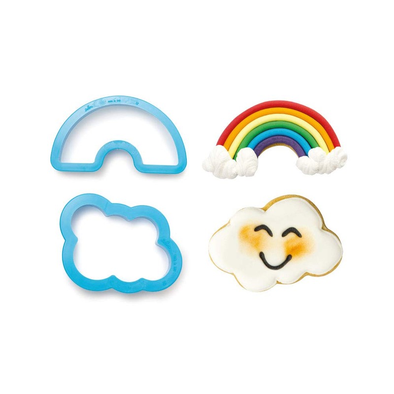DECORA 0255077 Plastic Cookie Cutters Rainbow and Cloud 2-Piece Assorted
