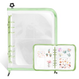 Sticker Organizer Binder, A5 Sticker Storage Album with Zipper, Reusable Sticker Organizer, Includes 180 Pockets, Sticker Collecting Book for Collecting Stickers for Planner Stickers, Recipe Cards