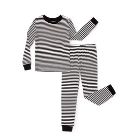 PATPAT Toddler Kids Pajama Sets with Bamboo Viscose - 2 Pieces Soft Snug Fit Pjs for Boys and Girls,All-Season Comfort Sleepwear, Black White Stripe, Size 10 Years