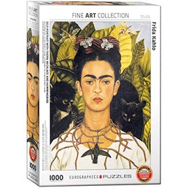 Self-Portrait with Thorn Necklace and Hummingbird by Frida Kahlo 1000-Piece Puzzle