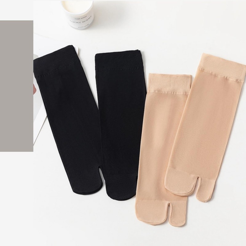 Weuiean SSEW-94 Women's Two-Toe Socks, 5 Pairs Stockings, Ankle-Length Socks,