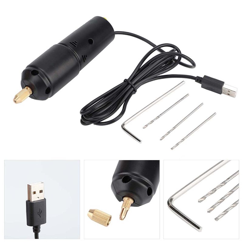 PORTABLE SMALL ELECTRIC DRILLS MINI HANDHELD USB DRILL WITH 3PC