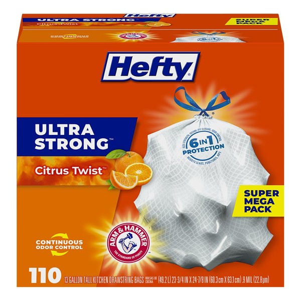 Hefty Hefty Ultra Strong Tall Kitchen Trash Bags, Citrus Twist