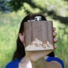 Laser Engraved Wooden Hip Flask - 6 oz. Stainless Steel,