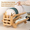 NOVAYEAH Bmaboo Dish Drying Rack for Kitchen Counter 3-Tier Collapsible