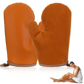Dansib Self Tanning Mitt Applicator Silicone and Velvet Self Tanning Gloves with Thumb Ultra Soft Brown Sunless Glove for Women Face and Body Summer Dual Sided Design Accessories