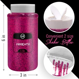 Glitter - 1 LB/16OZ Magenta Fine Glitter Shaker, Glitter for Resin, Glitter for Crafts, Extra Fine Glitter for Scrapbooking and Art and Craft Supplies, Ultimate Glitter for Tumblers - Bulk Glitter
