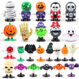 xFFFun Halloween Party Favors for Kids, 24PCS Halloween Wind Up Jumping Toys Bulk for Goodie Bags Stuffers, Non Candy Trick or Treat Toy, Classroom Prize Treat Bag Fillers for School Giveaways Gifts