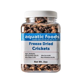 Aquatic Foods Inc. Crickets - Freeze Dried Crickets for Tropical Fish, Reptiles, Turtles, Tortoises Frogs, Hamsters, Birds, Rodents…2oz Small Jar
