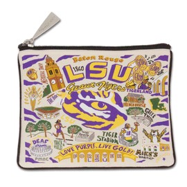 Catstudio Collegiate Zipper Pouch, Louisiana State University Travel Toiletry Bag, Ideal Gift for College Students or Alumni, Makeup Bag, Dog Treat Pouch, or Travel Purse Pouch