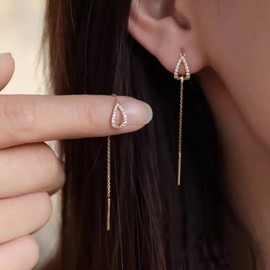 Gold Dangle Earrings for Women Dainty Threader Earrings Gold Long Chain Earrings Jewelry for Women Girls Gifts for Wedding Birthday