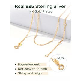 ChicSilver Gold Chains for Women 1.1mm Thin Cable Link Dainty Gold Chain Necklace for Women Upgraded Jump Ring - 22 Inch