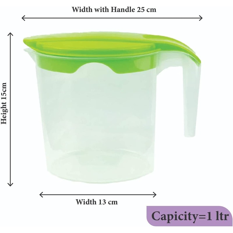 6 x Jugs 1 Litre Fridge Door Plastic Jug -