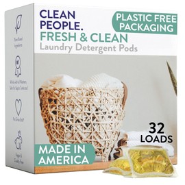 THE CLEAN PEOPLE The Clean People Laundry Detergent Pods - Hypoallergenic Laundry Pods - Ultra Concentrated, Recyclable Packaging, Stain Fighting - Fresh Scent, 32 Pack