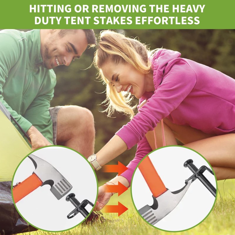 Camping Hammer Heavy Duty with Tent Stake Remove, Multifunction High