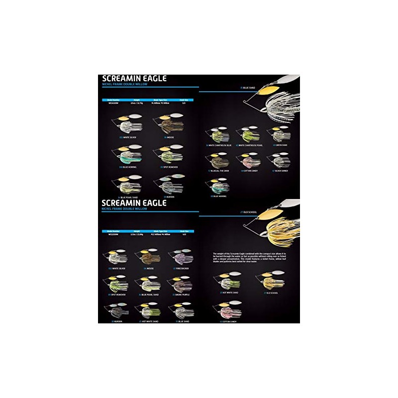 War Eagle Custom Lures Nickel Frame Double Willow Spinnerbait Spot