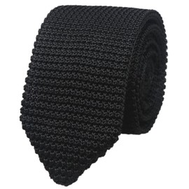 Rosiika Men's Pointed Knit Ties Necktie Woven Silk Skinny Tie Slim Classic Black Weave Neckties 2.75 inches
