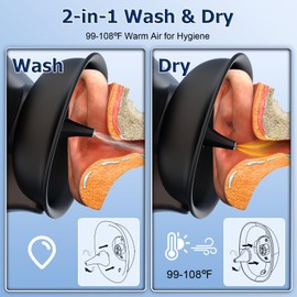 Ear Wax Removal, 2-In-1 Cleaning & Warm Air Drying, Ear Cleaner, 5 Water Pressure Modes, Ear Irrigation Flushing System, Electric Ear Cleaning Kit with One-Piece Waste & Clean Water Tank