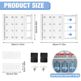 Adjustable Shelves Cupboard - 24 cm Wide, Adjustable Length 30-45 cm - Expandable Shelves Wardrobe, Nail-Free Telescopic Shelf Divider for Wardrobe, Cupboard, Kitchen, Bathroom