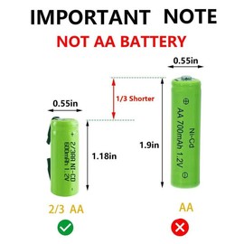 Odstore AA Ni-Cd 1.2V 2/3AA 600mAh Rechargeable Battery - 6pcs Green
