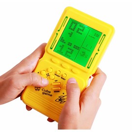 HLF Retro Brick Game Console Large Screen with Green Backlight Built-in 23 Multi-Mode Games Classic Nostalgia Speed and Difficulty Adjustable Powered by 2 AA Batteries (Yellow)