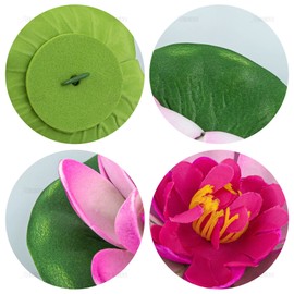 AUEAR, 9 Pack Artificial Floating Foam Lotus Flowers with Water Lily Pad for Pond Garden Aquarium Decoration
