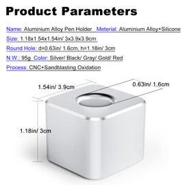 BRZUKA Single Pen Holder, Solid Metal Pen Base Stand for Desk, for Pen Display/Fountain Pen, Office and Home Use(Silver,1P)