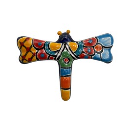 Talavera Dragonfly Cute Multicolor Mexican Pottery Folk Art Hand Painted Indoor Home Decor Outdoor Handmade 4.5" (Multi 10)