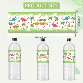 PH PandaHall 30 PCS Water Bottle Labels Dinosaur Garden Water Bottle Wrappers Happy Birthday Dinosaur Plants Water Bottle Stickers for Birthday Party Bottle Wraps Decorations 8.5x2.5 inches