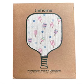 Linhome Pickleball Swedish Dishcloth, Reusable Paper Towel, Super Absorbent Cellulose Sponge, Pickleball Pattern, Washable Kitchen Cleaning Cloth (1, Watercolor Baby Pink and Blues Stripe)